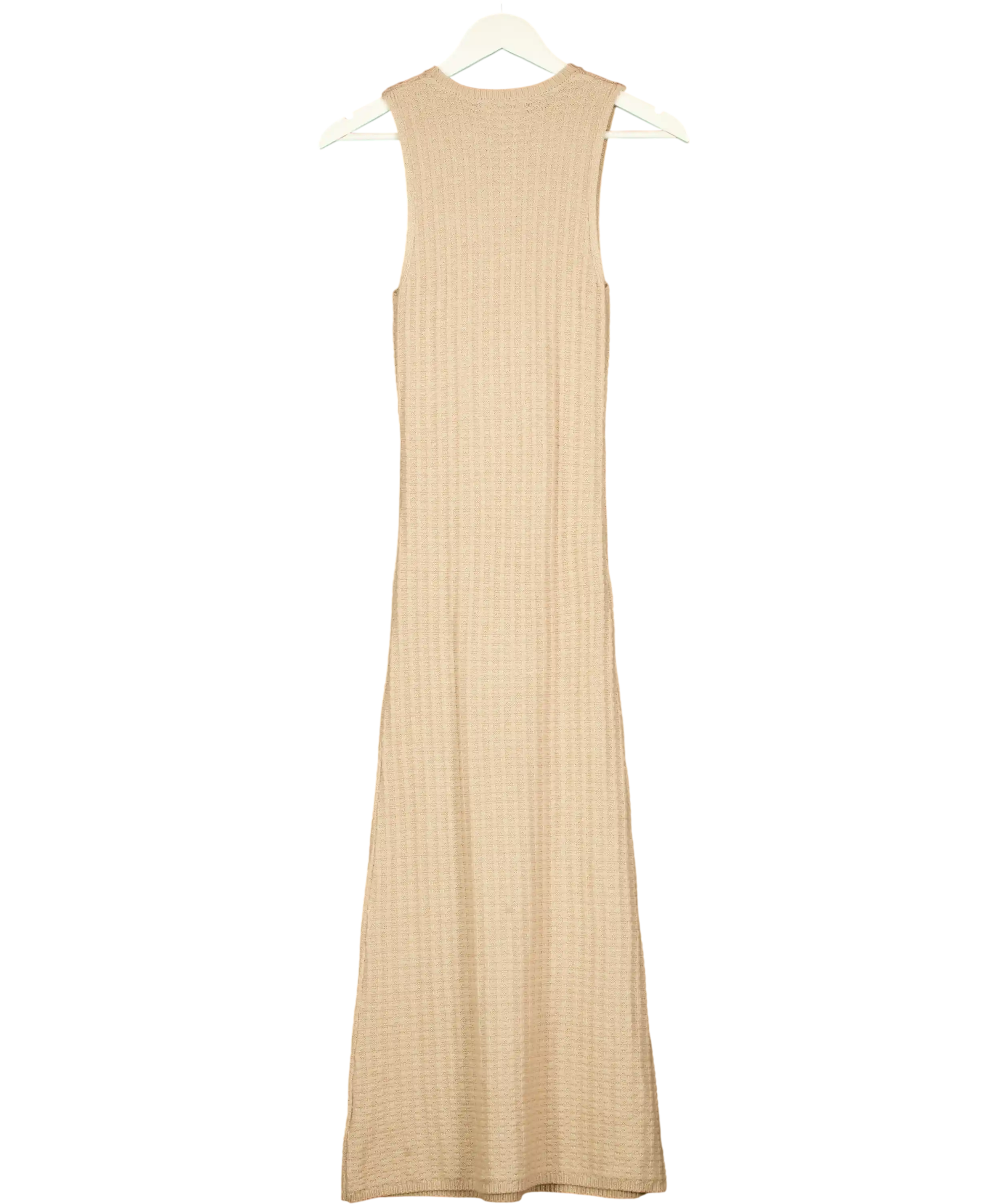 PRETTY LAVISH Beige Waffle Textured Knit Midi Dress UK S
