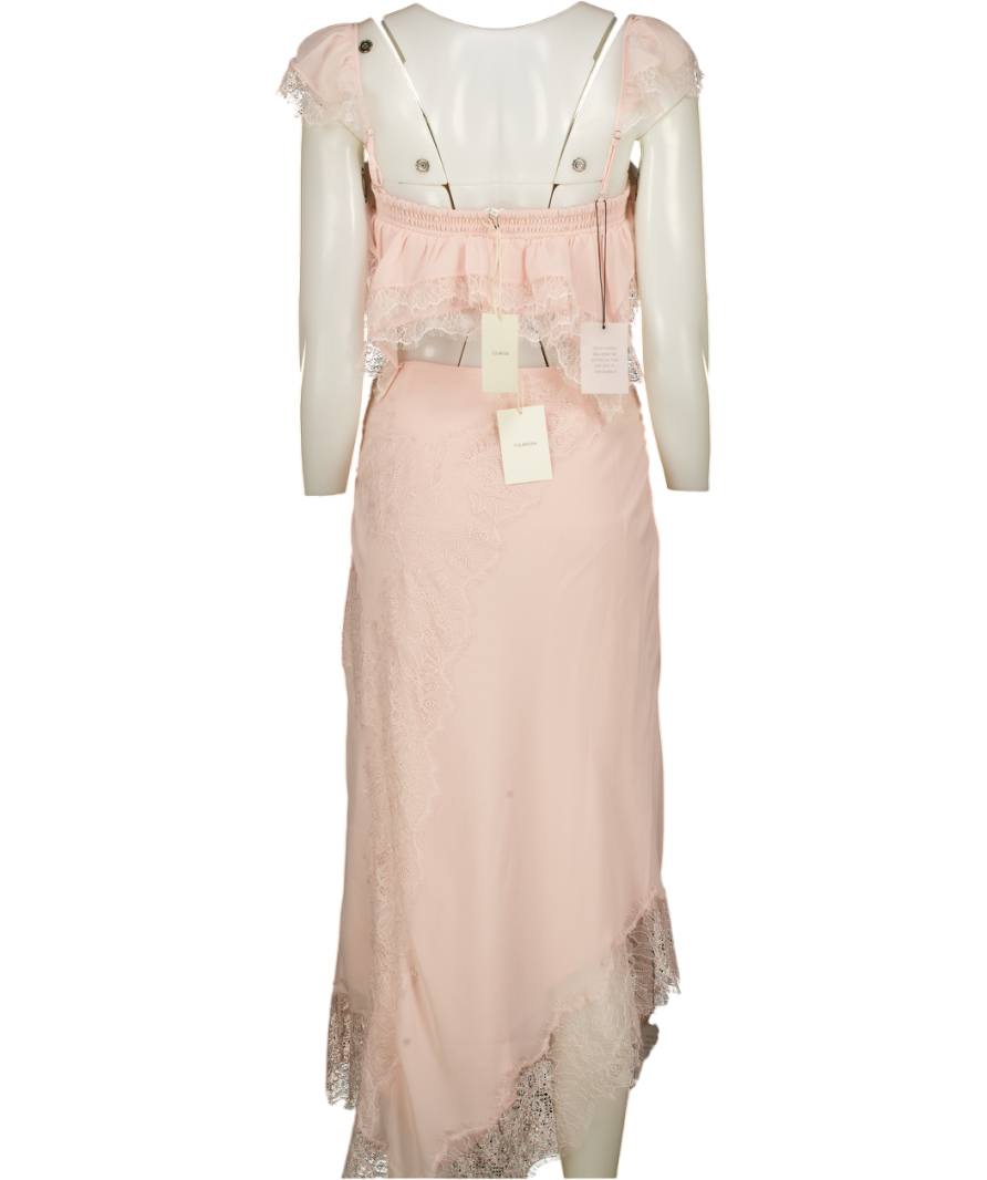 TULAROSA 2-piece Blush Pink Lace Trimmed Marisa Top (uk M) & Maxi Skirt (uk S) Set UK S/M