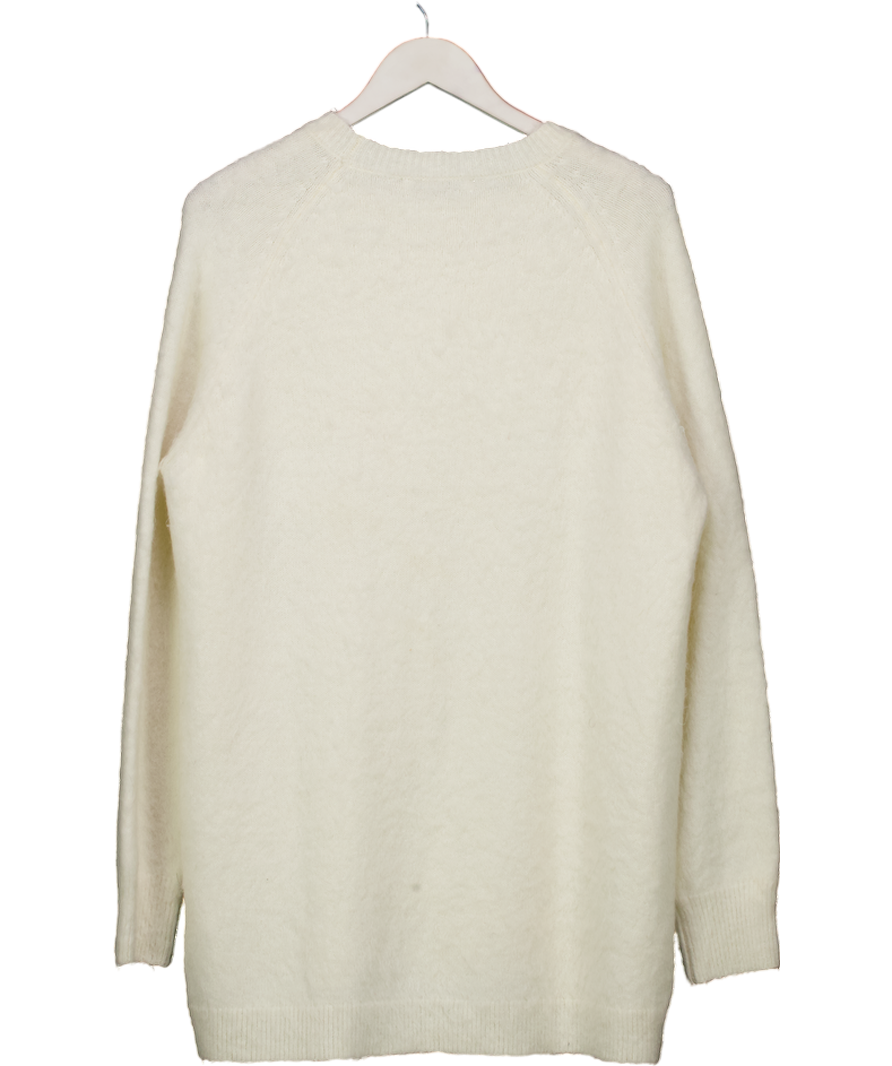 BOA White Oversized Crew Knit Jumper UK S