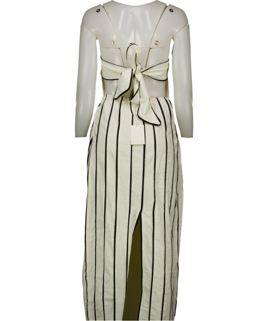 PRETTY LAVISH Cream / Black Penny Striped Tie-back Bandeau Dress UK 6