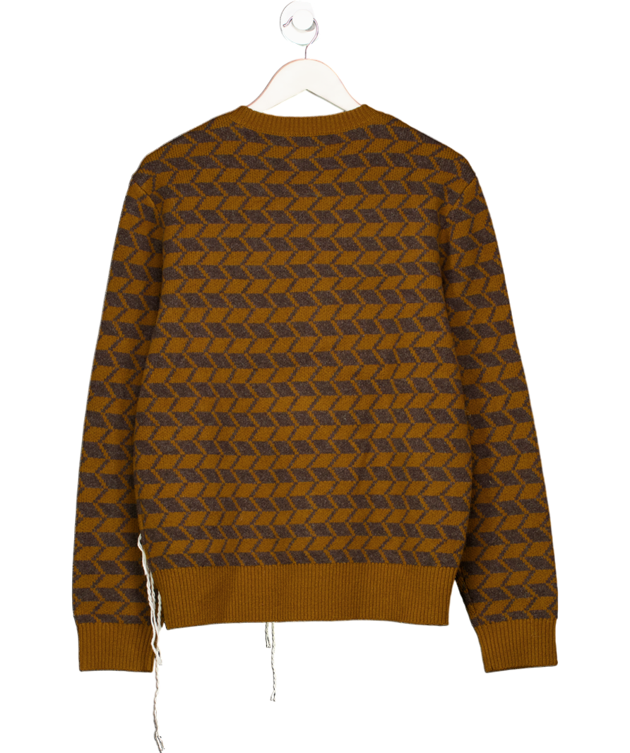 Woolrich Brown Wool Knit Reindeer Motif Sweater UK S