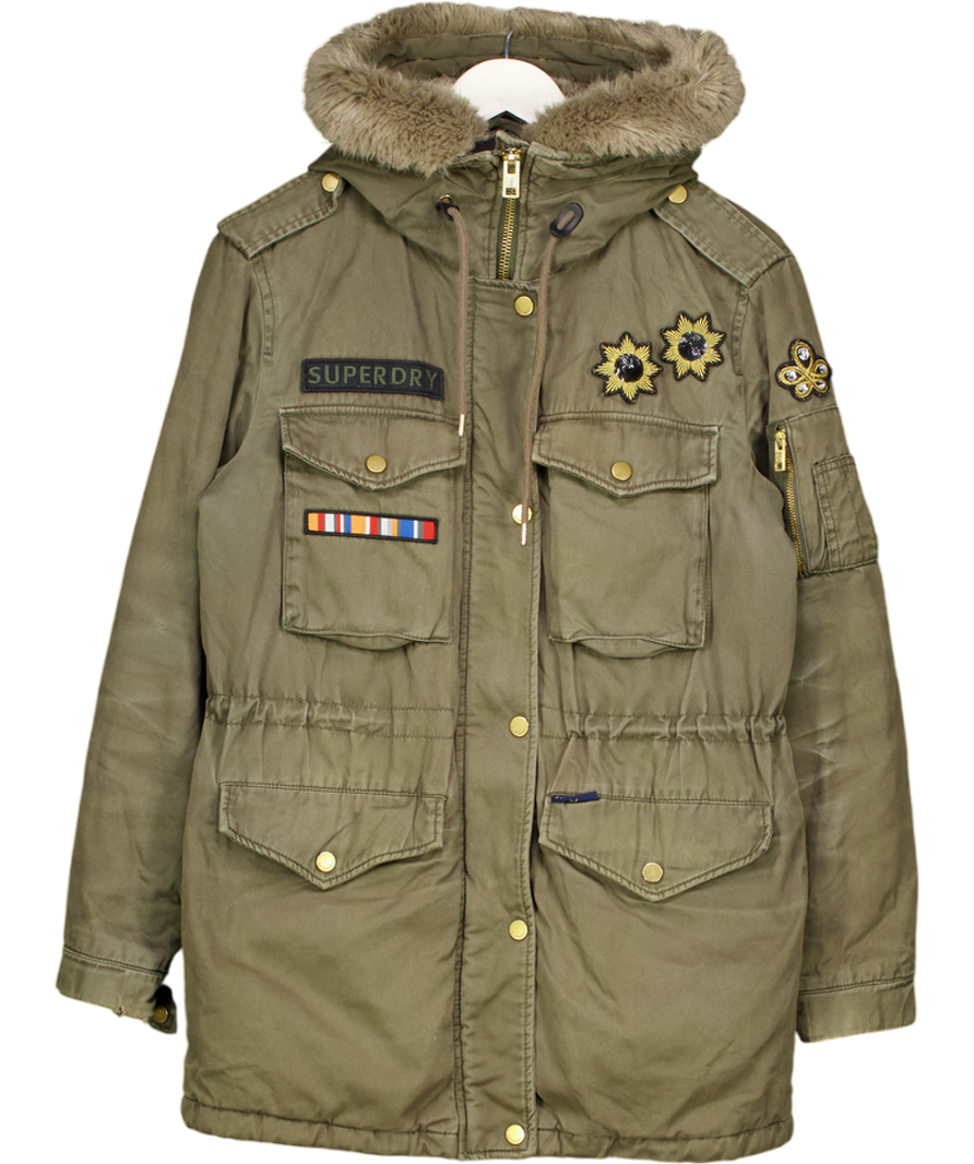 Superdry Khaki Green "the Rookie" Parka Coat UK 10