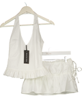 WHITE FOX 2-piece White Flirty Fever Halter Top And Mini Skirt Set UK XS