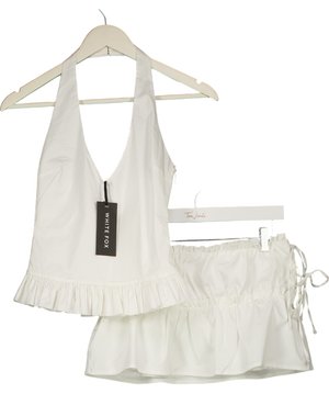 WHITE FOX 2-piece White Flirty Fever Halter Top And Mini Skirt Set UK XS
