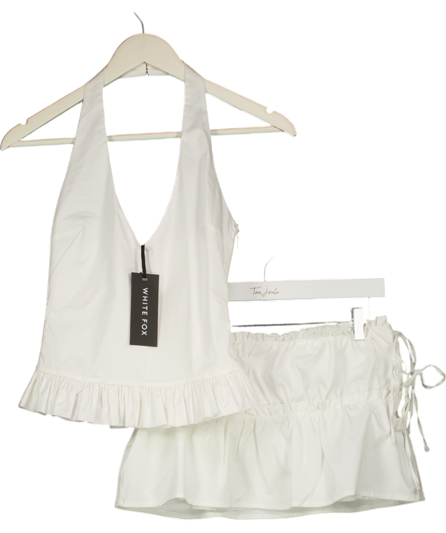 WHITE FOX 2-piece White Flirty Fever Halter Top And Mini Skirt Set UK XS