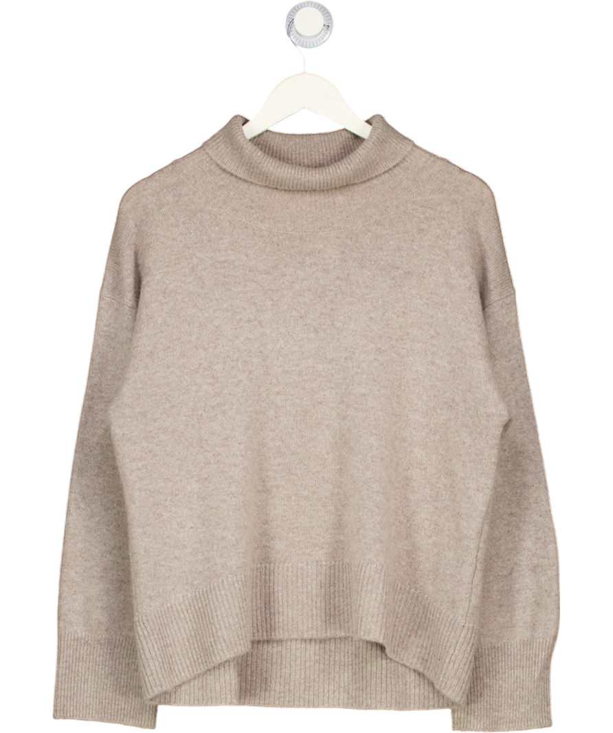 H&M Premium Beige Cashmere Polo-neck Jumper UK S