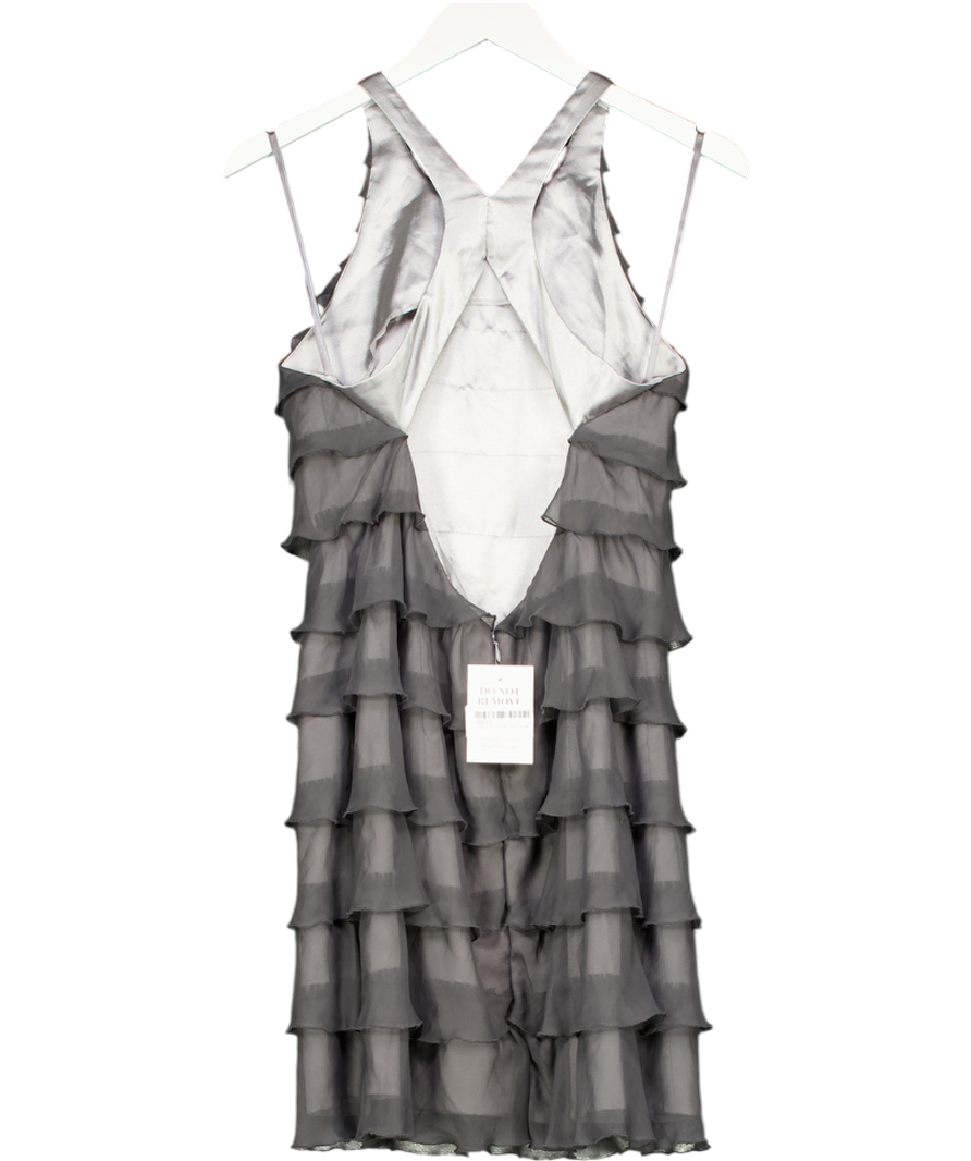 lipsy london Grey Ruffle Frill Detail Open Back Mini Dress UK 12