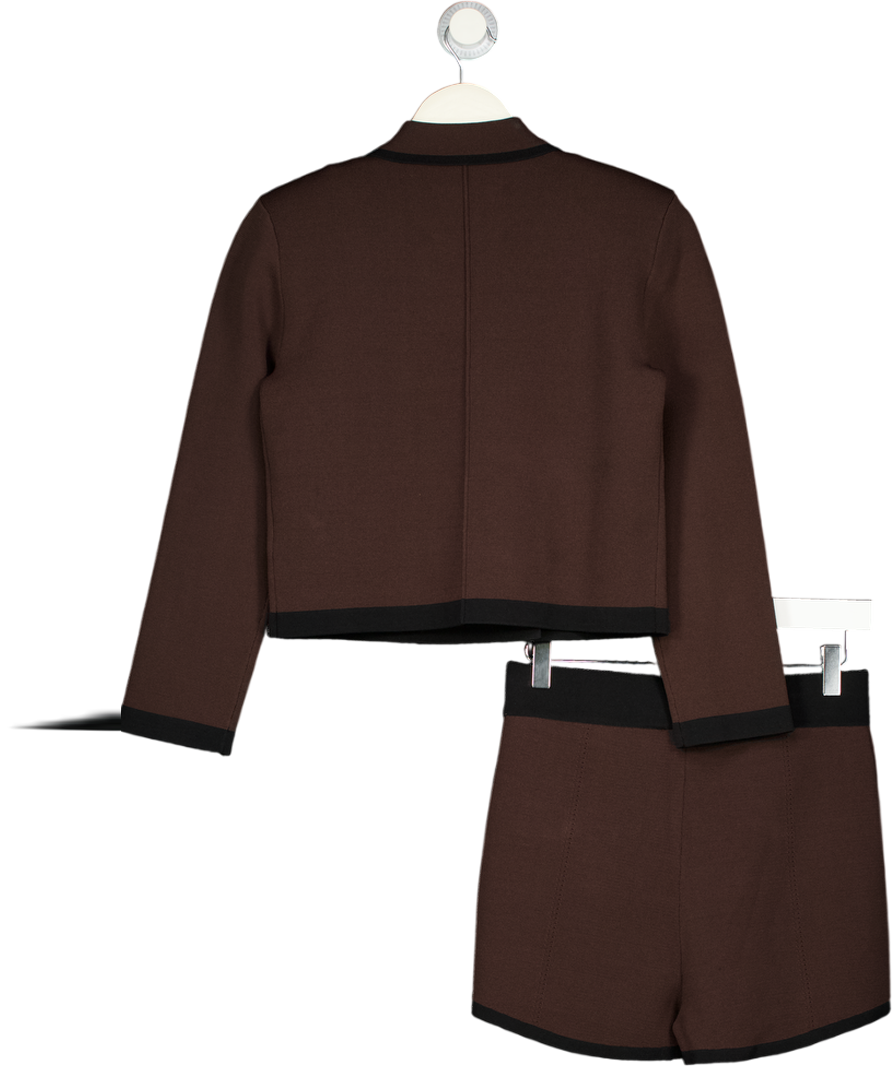 L'AGENCE 2-piece Brown / Back Janu Knit Jacket And Lumi Shorts Set UK S