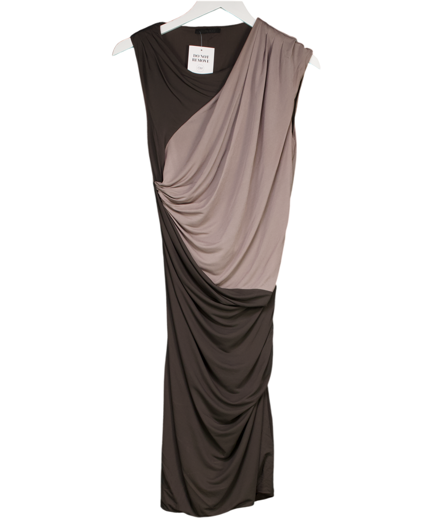 Pinko Brown Two Toned Draped Mini Dress UK L