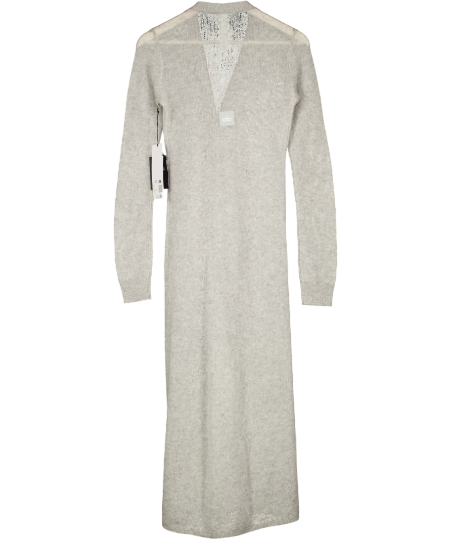 ALO Grey Sheer 100% Cashmere Long Cardigan UK XS
