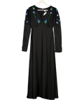 VIVETTA Black Satin Puff Sleeve Floral Embroidered Maxi Dress Fr38 UK 10