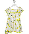 GUL HURGEL White 100% Linen Lemon Print Dress 3-4 Years 3 Years