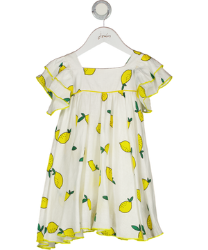 GUL HURGEL White 100% Linen Lemon Print Dress 3-4 Years 3 Years