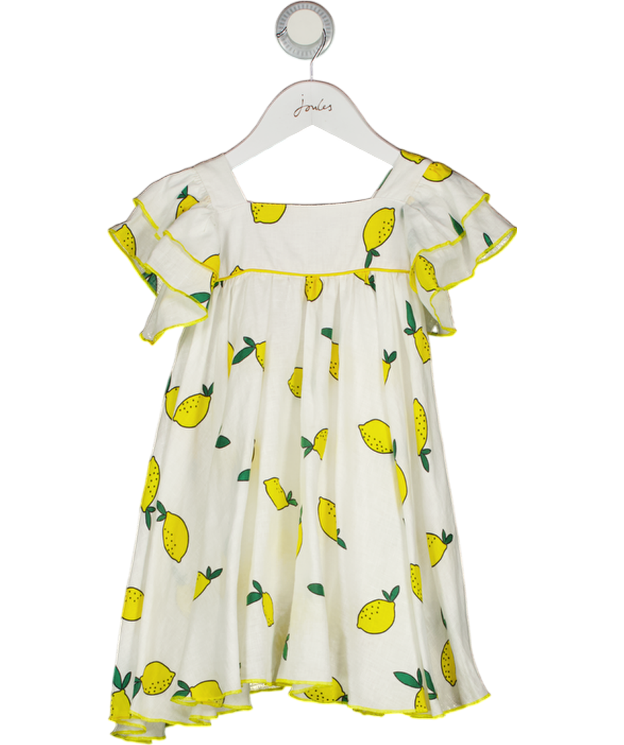 GUL HURGEL White 100% Linen Lemon Print Dress 3-4 Years 3 Years