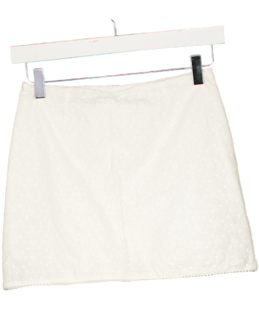 PERFECT STRANGER Broderie Mini Skirt White UK 6