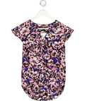 J.Crew Multicoloured 4d02 Floral Flutter Sleeve V-neck Blouse UK 6
