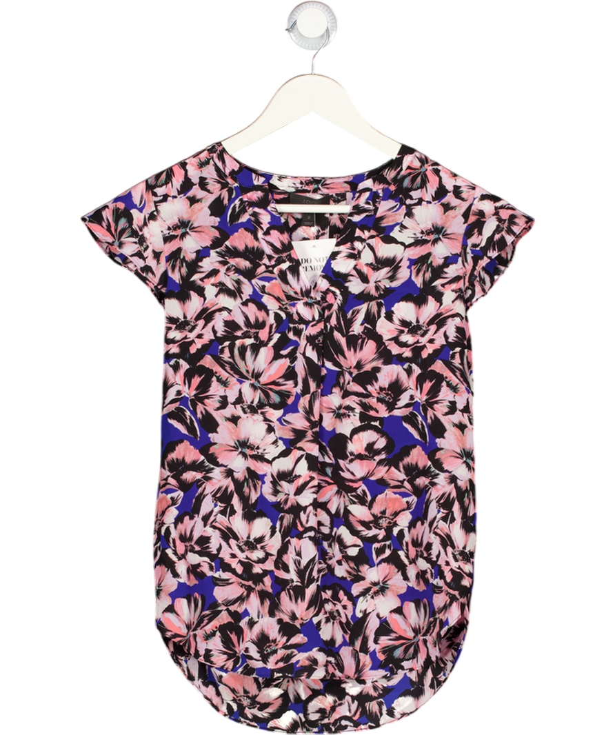 J.Crew Multicoloured 4d02 Floral Flutter Sleeve V-neck Blouse UK 6