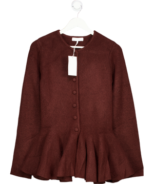 NA-KD Brown Knitted Peplum Cardigan UK XS