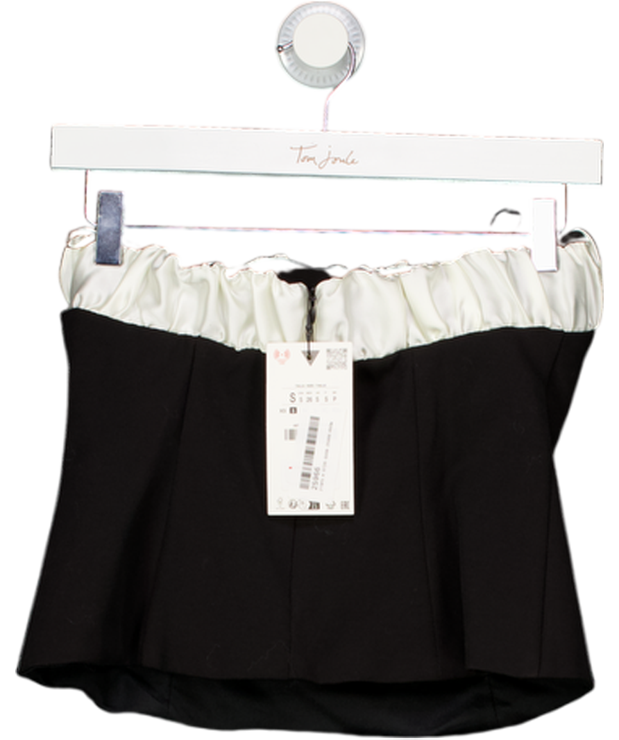 ZARA Black Contrast Bow Bandeau Top UK S