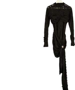 MURCI Black Giulia Long Sleeve Lace Mini Dress UK 10