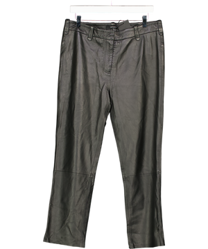 MUUBAA Black Tailored Straight Leg Real Leather Trousers UK 10