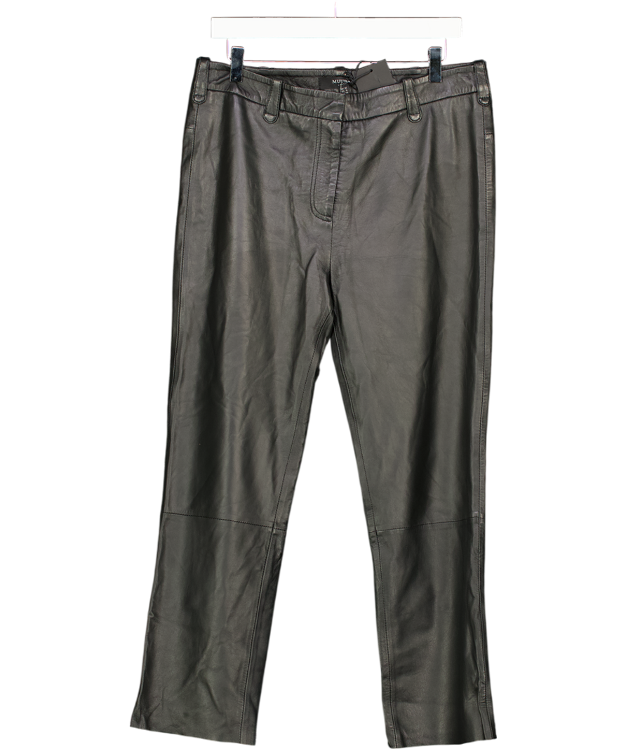 MUUBAA Black F4f Tailored Straight Leg Leather Trousers UK 10