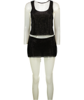 OH POLLY Black Crystal Embellished Jersey Scoop-neck Racerback Top & Shorts Set UK 6