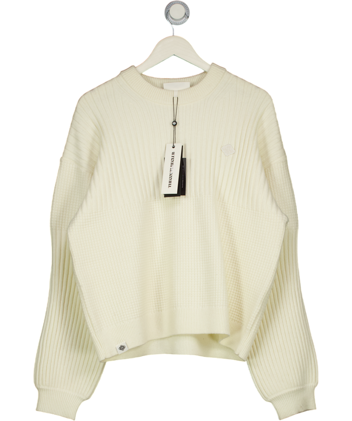 THE COUTURE CLUB Cream Contrast Knit Oversized Crew UK 12