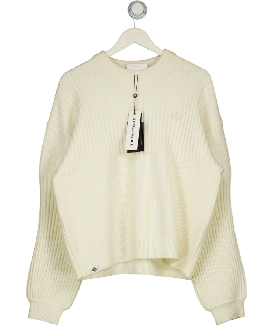 THE COUTURE CLUB Cream Contrast Knit Oversized Crew UK 12