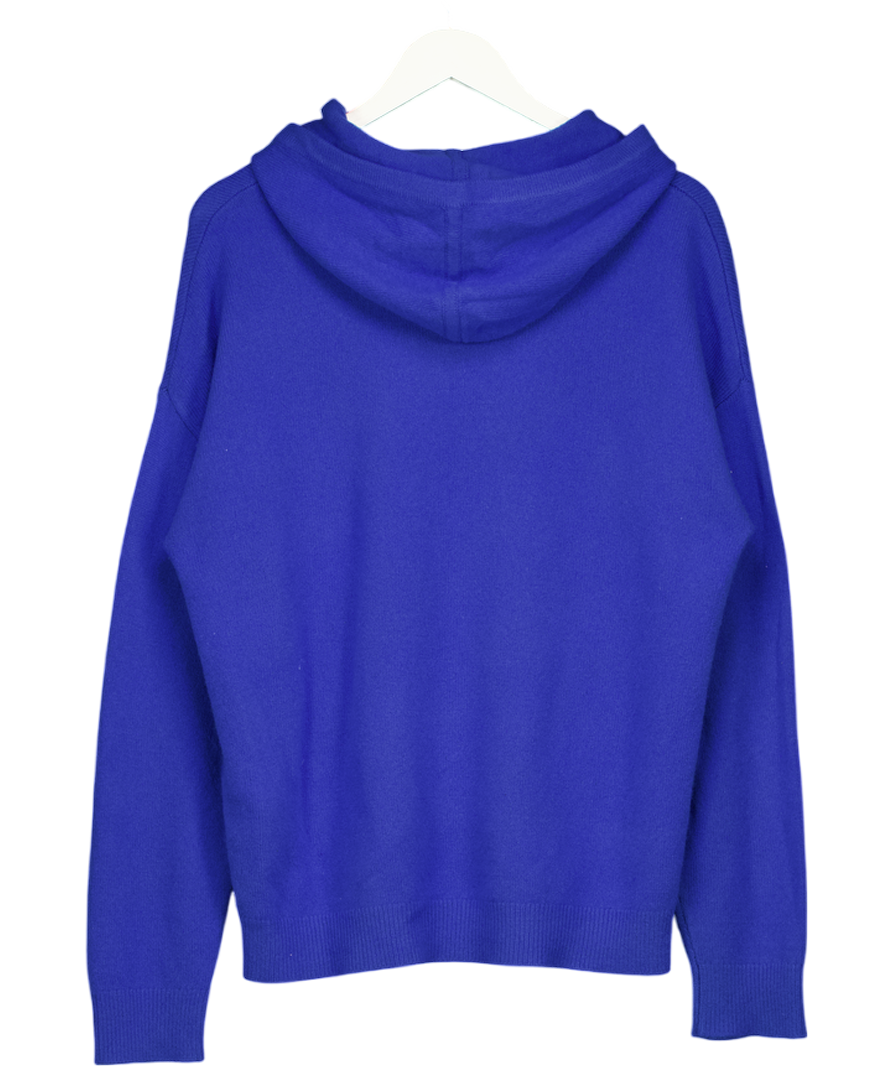 REISS Blue Merino Wool Drawstring Hoodie UK S