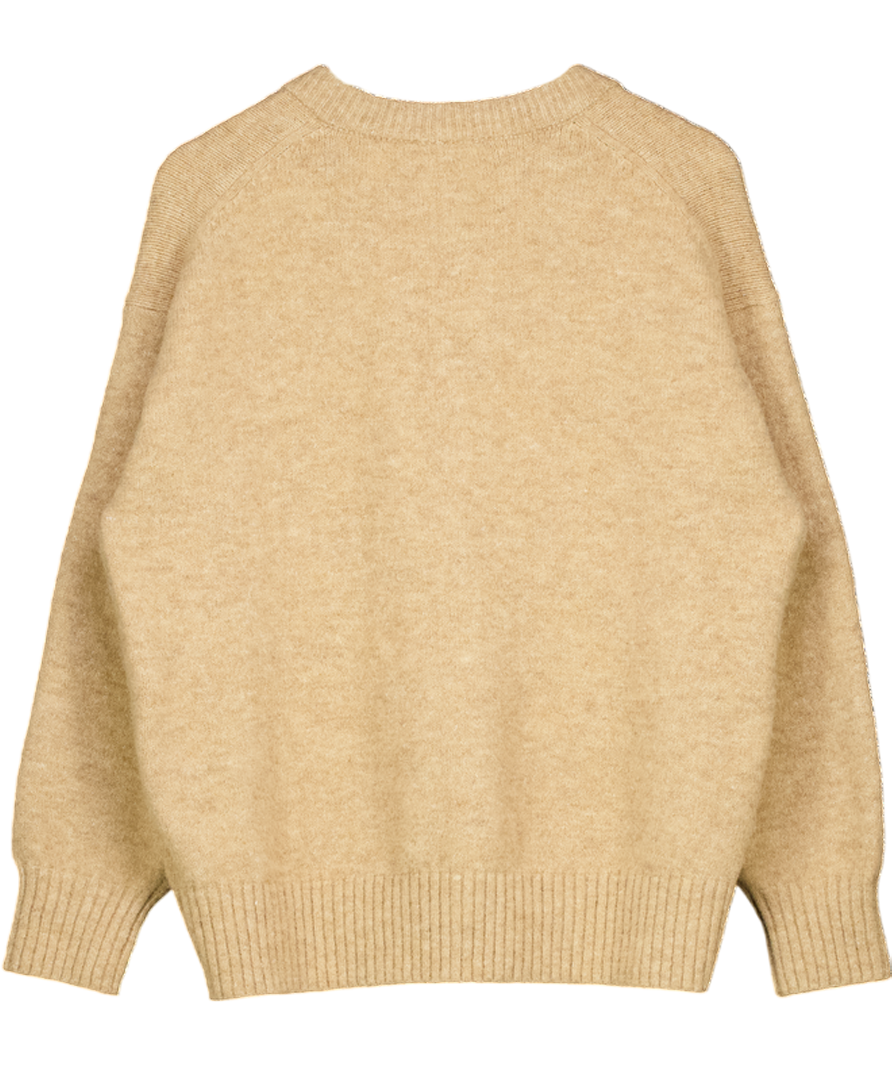 ABERCROMBIE & FITCH Beige Oversize V-neck Knit Sweater UK XS