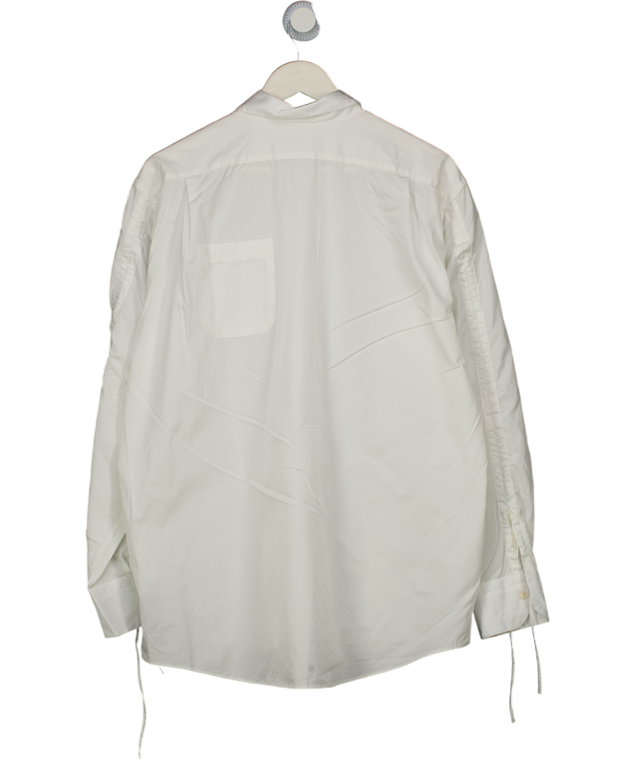 Julie Kegels White Cotton Poplin Ruched Sleeve Button-up Shirt UK 10