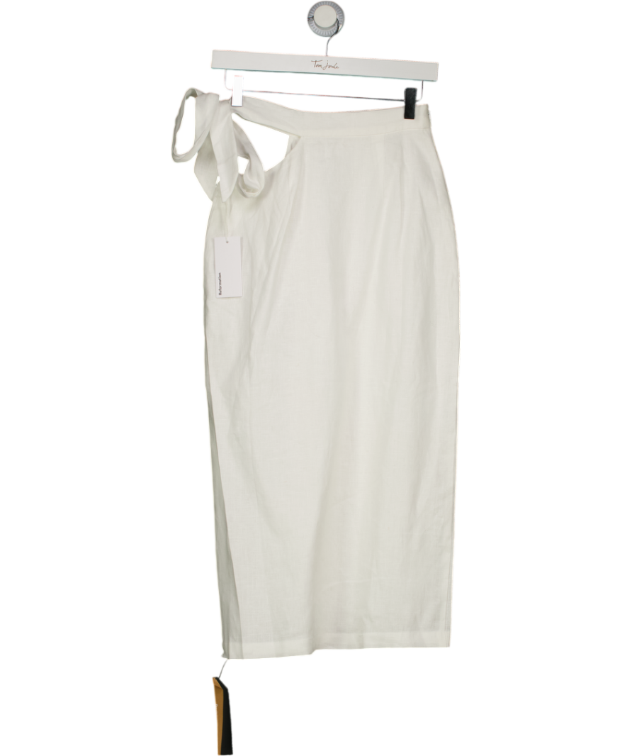 REFORMATION White Linen Renne Wrap Midi Skirt Sz0 UK 4