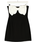 FRENCH CONNECTION Black Black& White Strspless Statement Bow Mini Dress UK 6