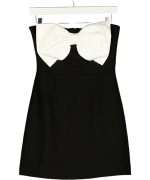 FRENCH CONNECTION Black Black& White Strspless Statement Bow Mini Dress UK 6