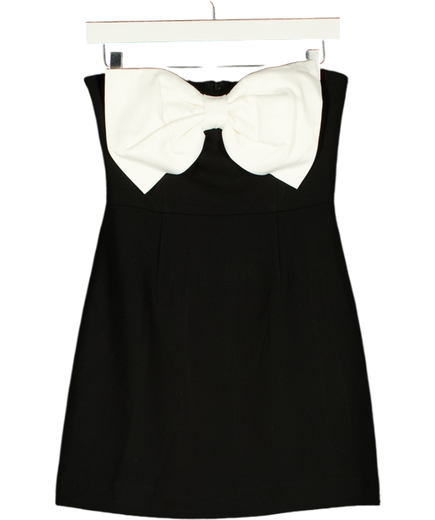 FRENCH CONNECTION Black Black& White Strspless Statement Bow Mini Dress UK 6