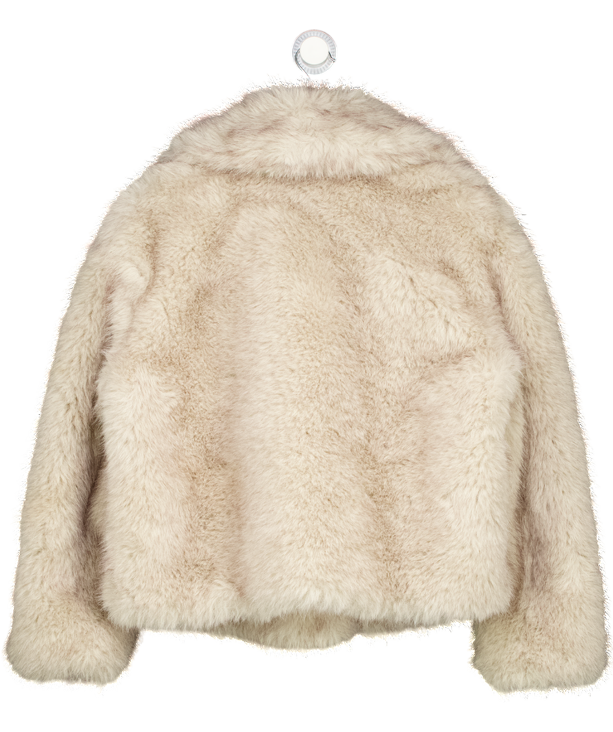 ZARA Cream Short Faux Fur Coat UK S