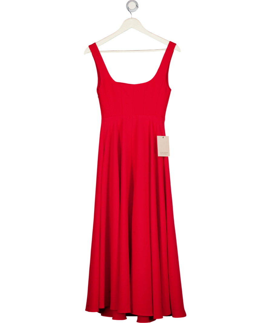 ODDMUSE Square Neck Midi Dress   Red UK XS