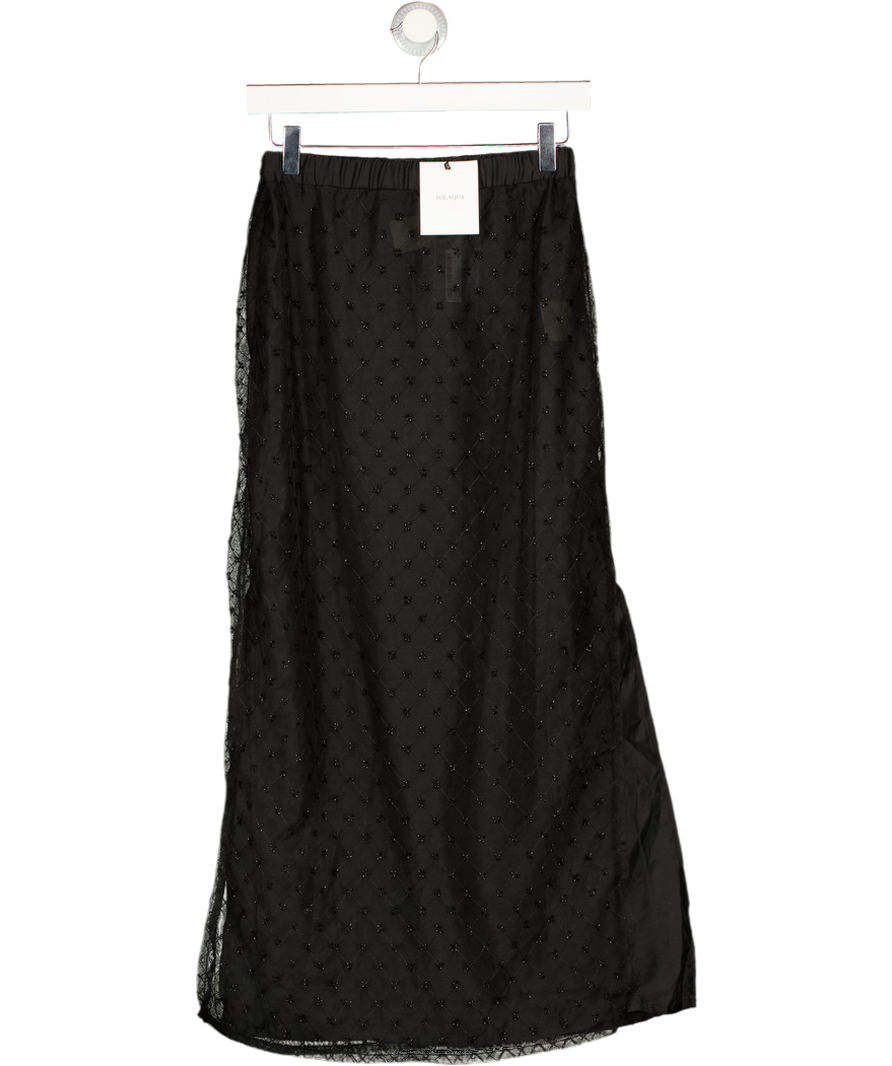 SOLAQUA Black Saasha Beaded Skirt - Noir UK 6