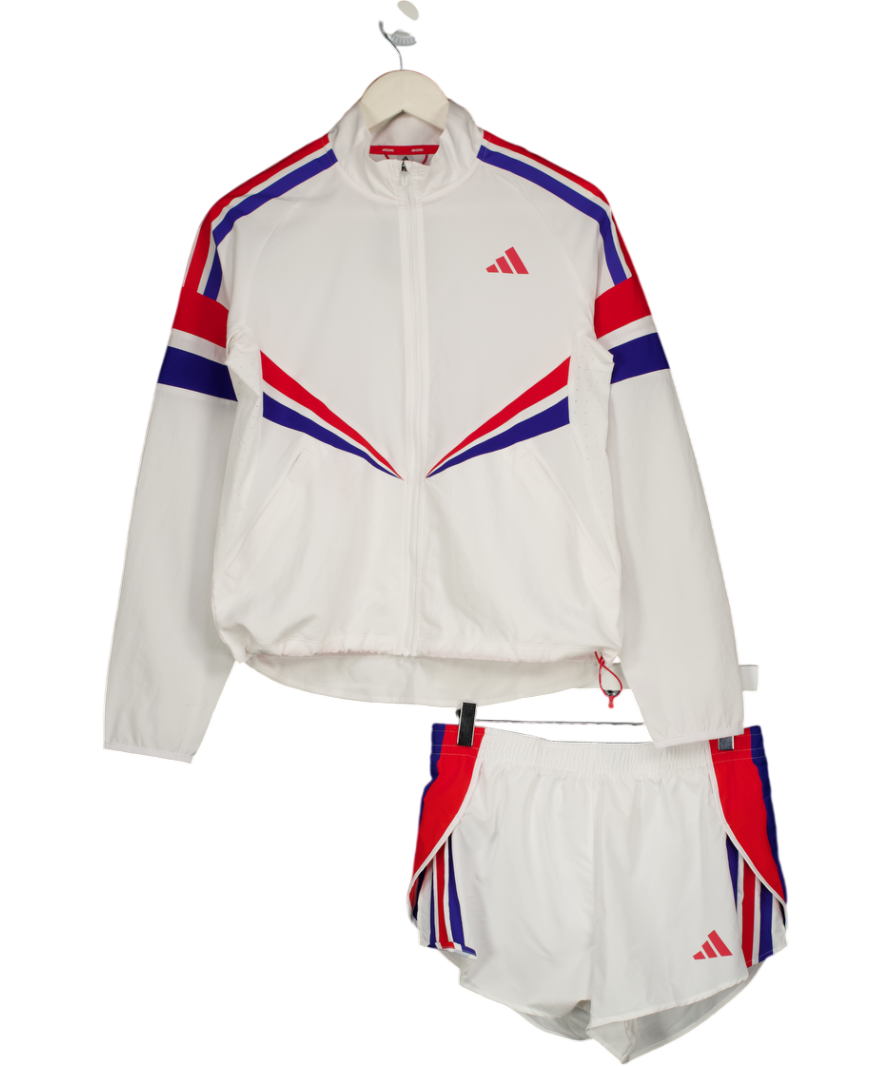 ADIDAS White 2-piece White. /red / Blue Zip Jacket And Shorts Set UK S