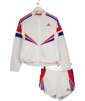 ADIDAS White 2-piece White. /red / Blue Zip Jacket And Shorts Set UK S