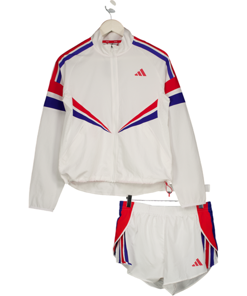 ADIDAS White 2-piece White. /red / Blue Zip Jacket And Shorts Set UK S