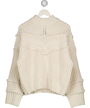 Mint Velvet Cream Textured Knit High Neck Jumper UK XL