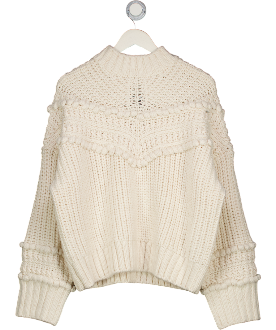 Mint Velvet Cream Textured Knit High Neck Jumper UK XL
