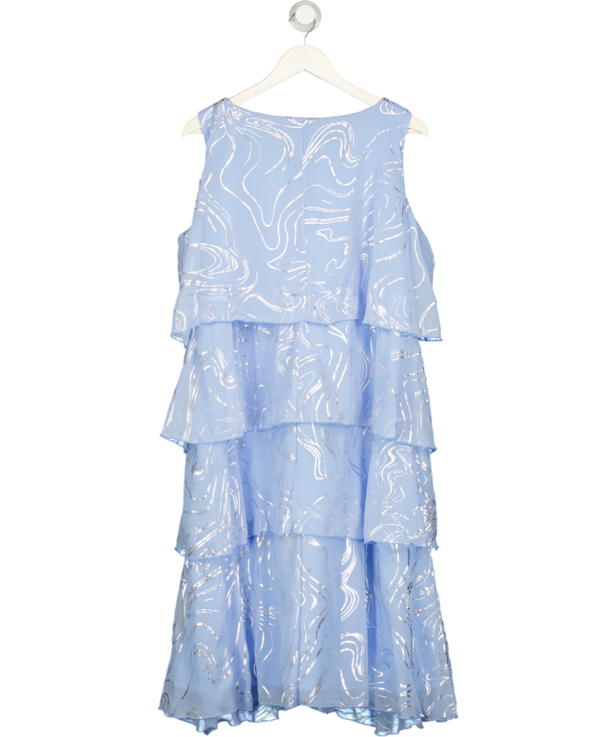 KLASS Blue / Silver Tiered Frill Midi Dress UK 20