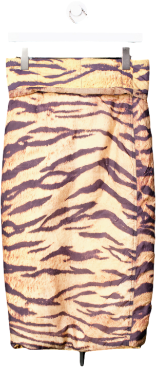 H&M Co-exist Vegan range Brown Padded Recycled Nylon Skirt UK XS