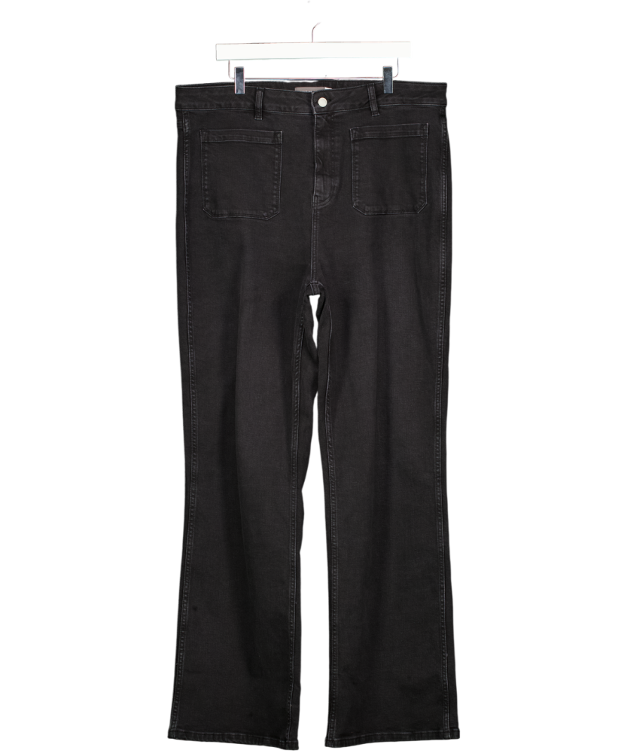 MINT VELVET Black Relaxed Straight Patch Pocket Jeans - Long Length UK 18