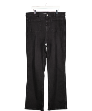 MINT VELVET Black Relaxed Straight Patch Pocket Jeans - Long Length UK 18