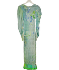 ROBERTA EINER Blue Watercolour Print Shirred Sheer Midi Dress UK S