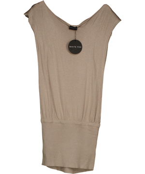 White Fox Beige Following My Instincts Mini Dress UK S